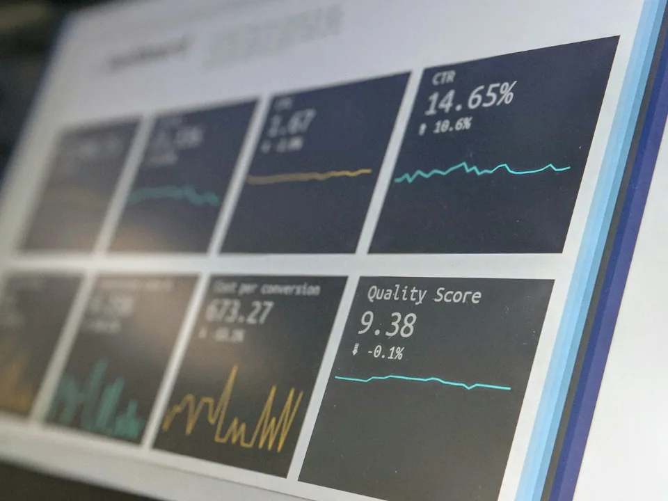 Screen showing financial performance metrics